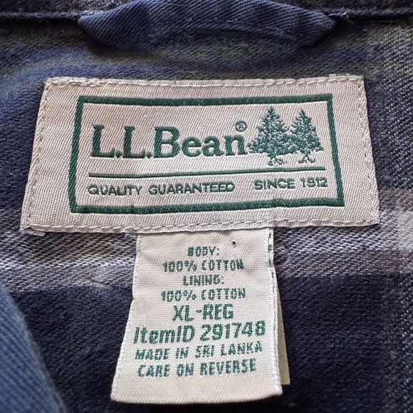 Vintage LL Bean Flannel Lined Button Down Shirt Navy Blue Mens XL REG - Picture 5 of 5